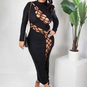 Risqué Midi Black Dress